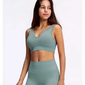 Workout Sets For Women 2 Piece Seamless Ribbed Set